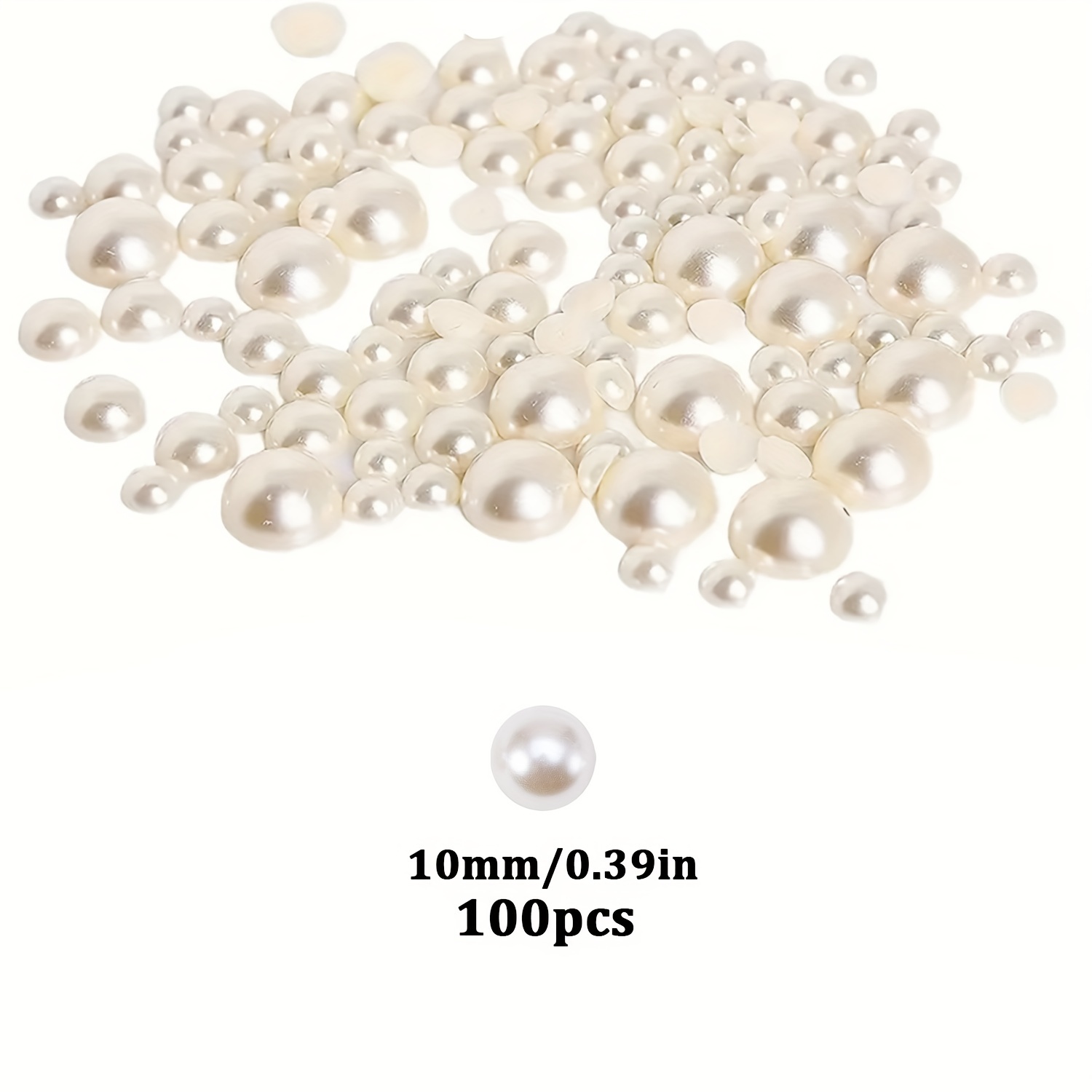 8 Sizes Beige Flat Back Pearl Beads Cabochons Half Loose - Temu