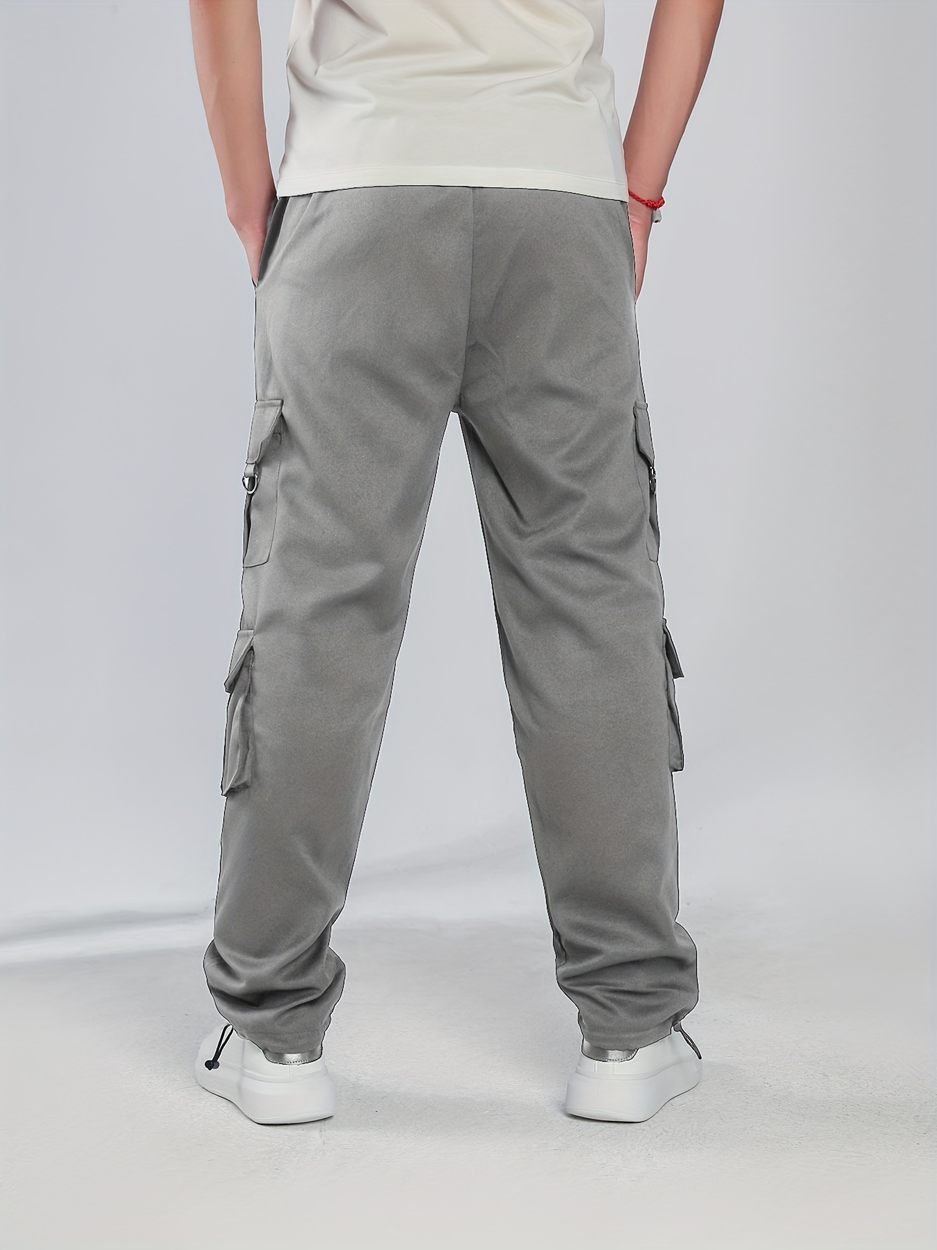 Pantalones Cargo Sueltos Hombres Bolsillos Moda Color Liso - Temu Chile