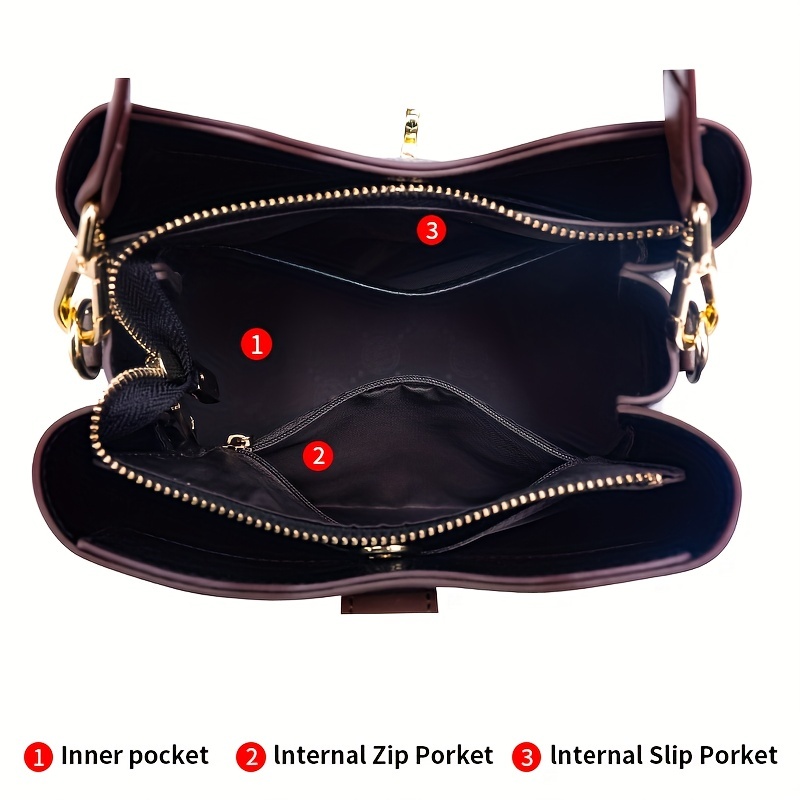 Minimalist Colorblock Bucket Bag, All-match Turn-lock Shoulder Bag