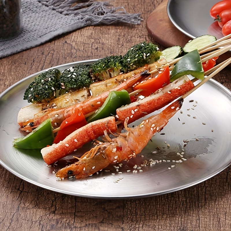Stainless Steel Round Serving Platter for Barbecue Steak Dessert Buffet