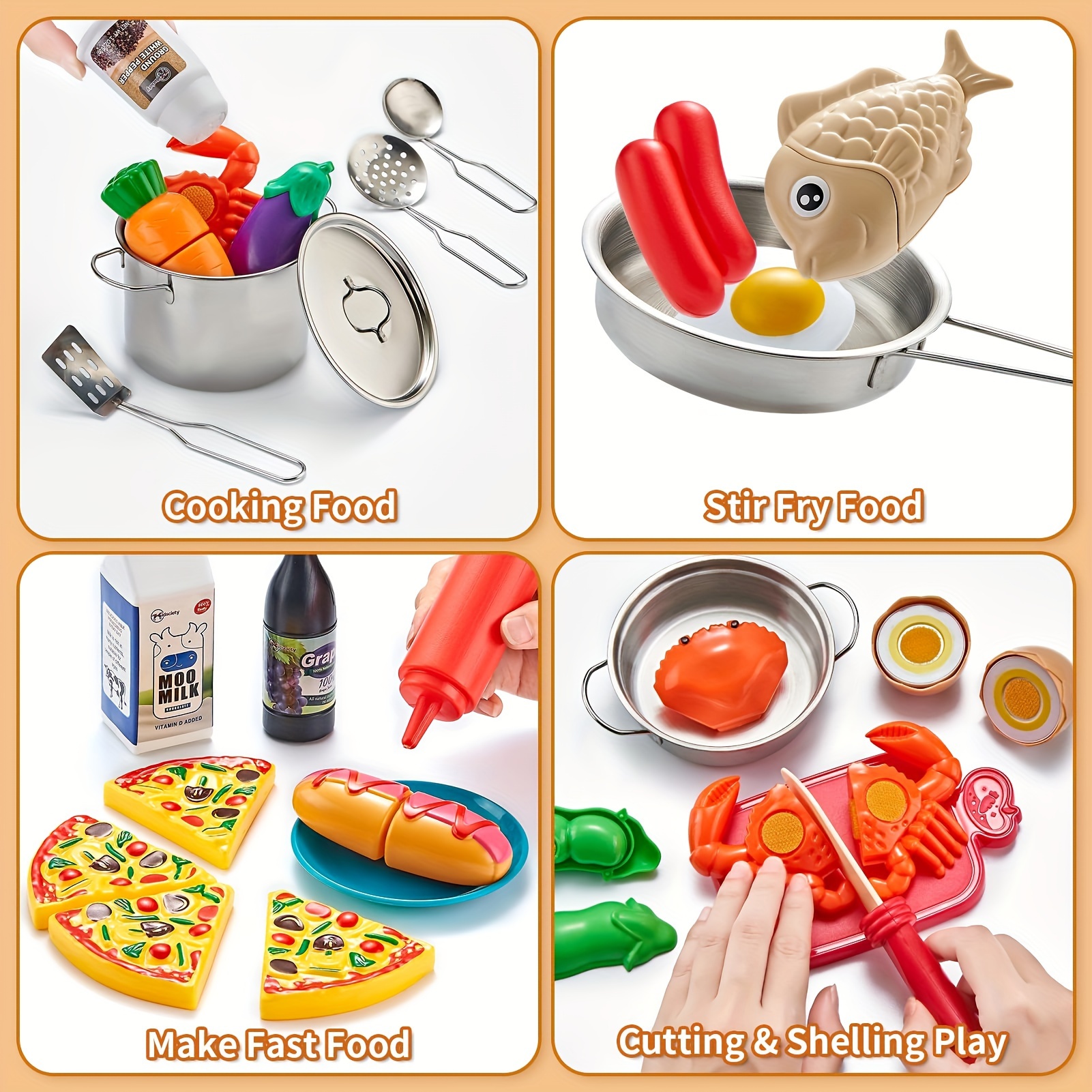 Kid Play Kitchen Accessories fake Food Cooking Toys play - Temu