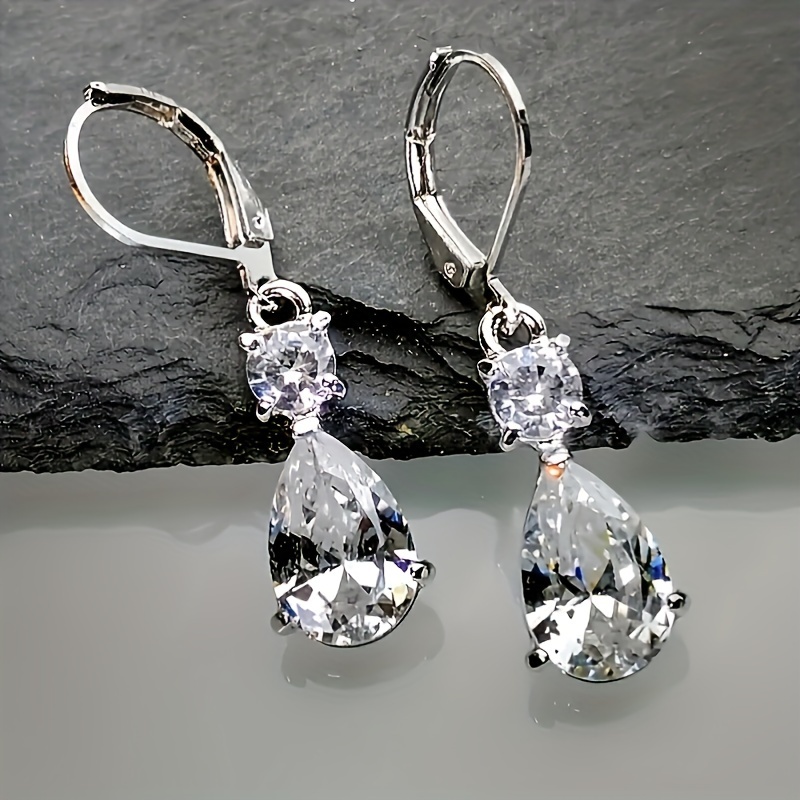 Zirconia Decor Dangle Earrings - Banquet Jewelry