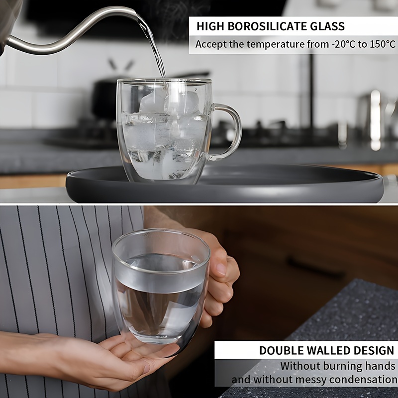 4pcs 2pcs 14 ounces double walled glass insulated coffee - Temu Sri Lanka