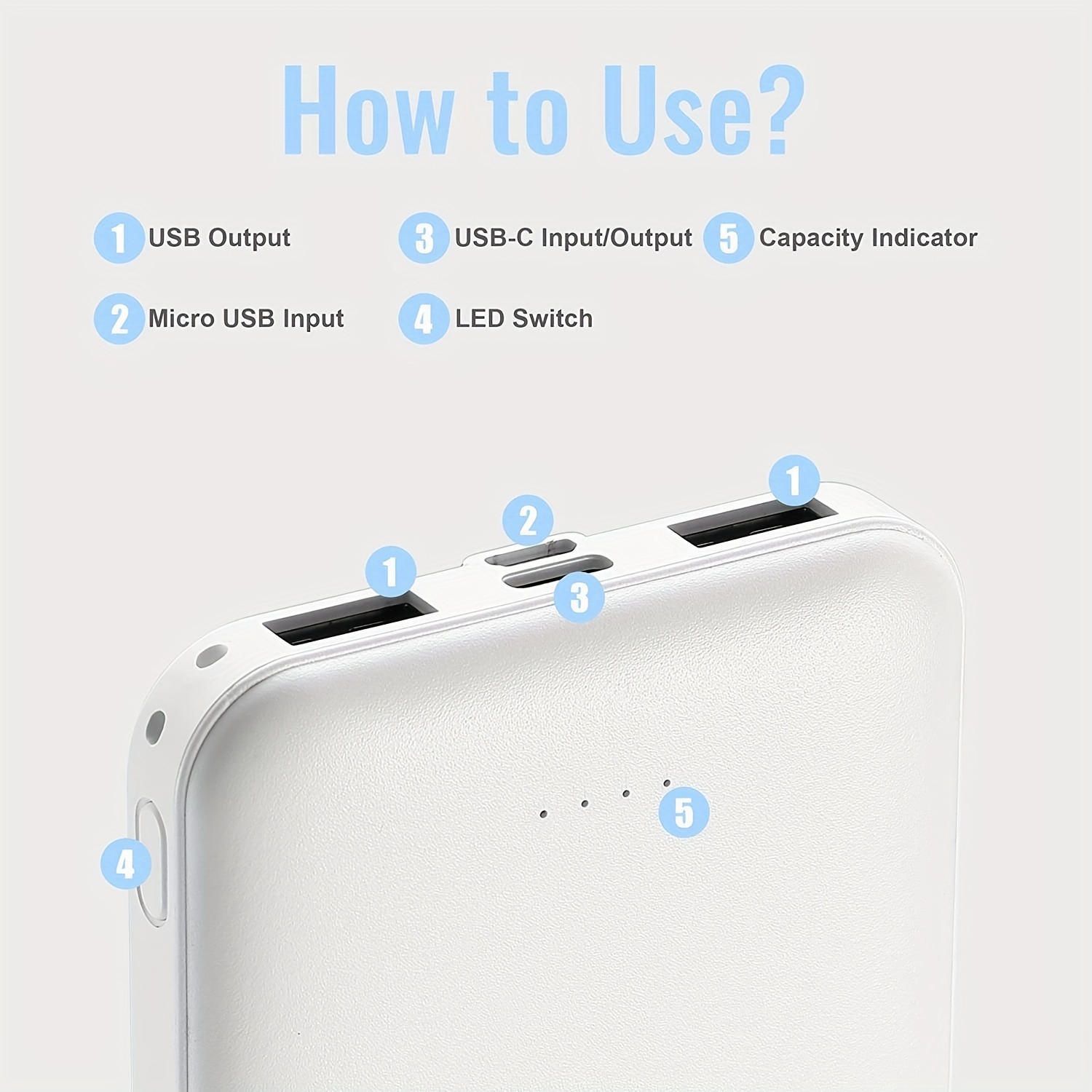 10000mah Dual Usb Portable Charger Usb c Fast Charging Power - Temu