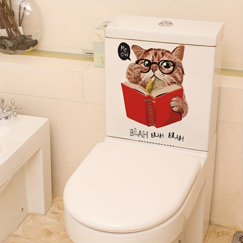 Cat Pattern Toilet Lid Decal Self Adhesive Sticker Home Decor