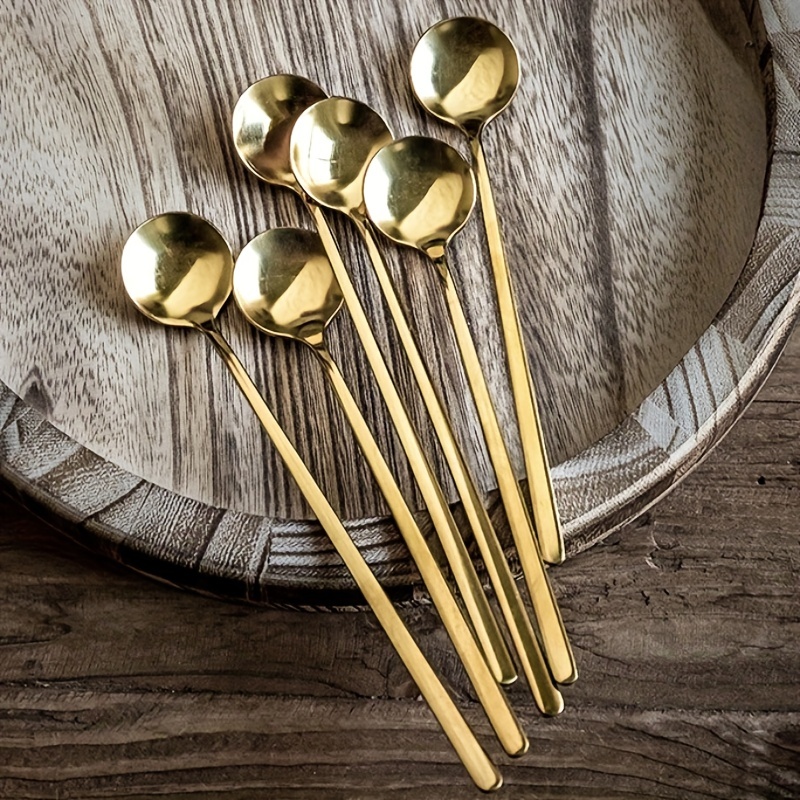 Tradineur - Set de 6 cucharas moka de acero inoxidable, cucharillas  clásicas para postre, helado, tarta, té, infusiones, 12 cm