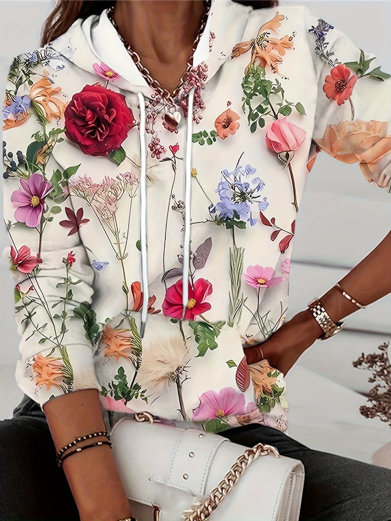 Angerella Plus Size Hoodies for Women Long Sleeve Floral Print Tops  Pullover Sweatshirt Rose Flower Shirt Pink 3XL - Yahoo Shopping