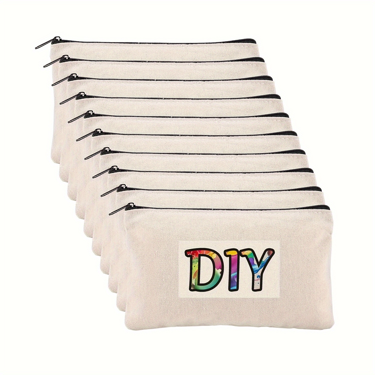FHDUSRYO 30Pcs Canvas Zipper Pouch Bags, DIY Craft Blank Makeup