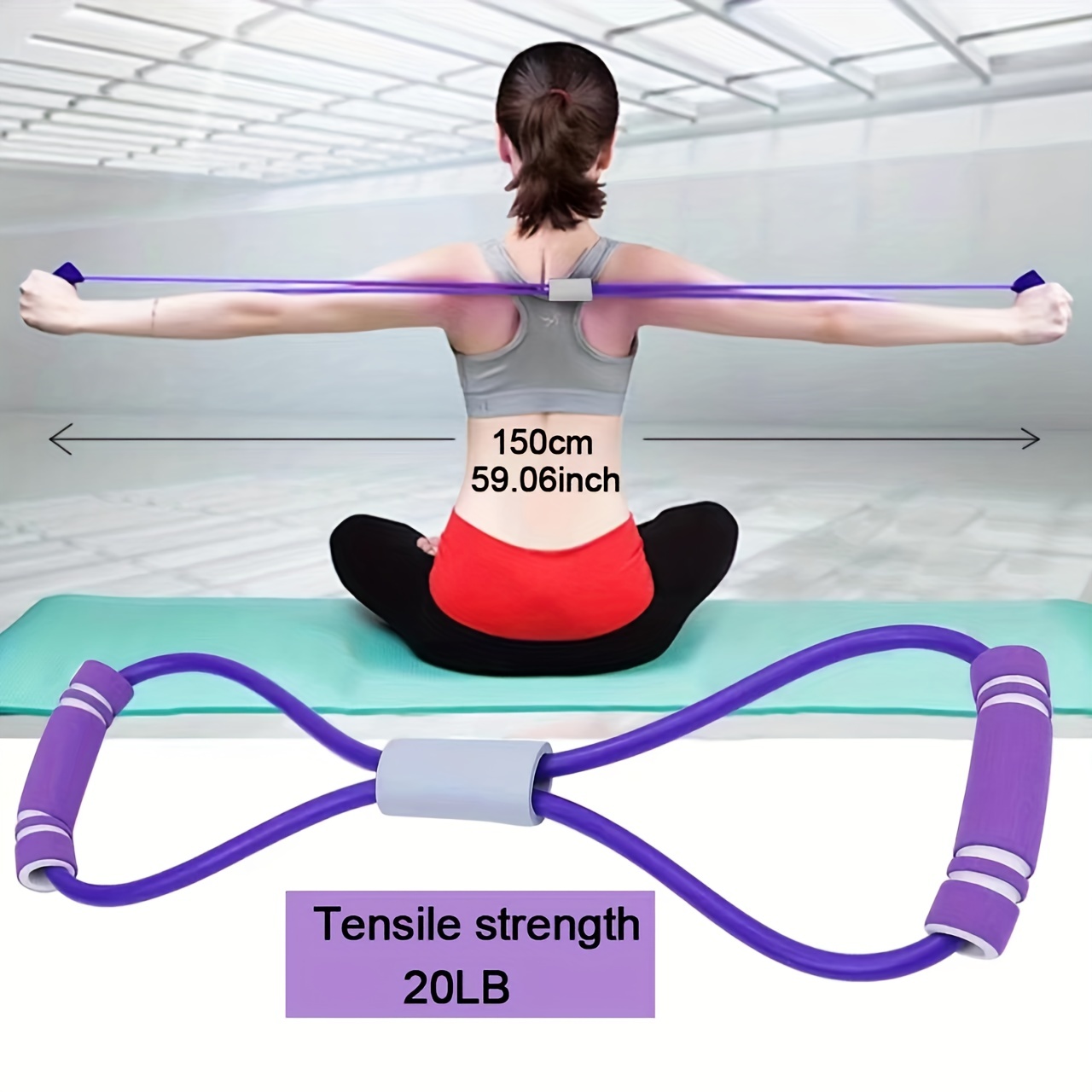 Kvittra Figure 8 Resistance Band, Arm Back Shoulder Exercise Elastic Rope  Stretch Fitness Band, Foot, Leg, Hand Stretcher, Arm Exerciser for Yoga  Pilates Stretching Physical Therapy, Home Gym Workout : : Sports