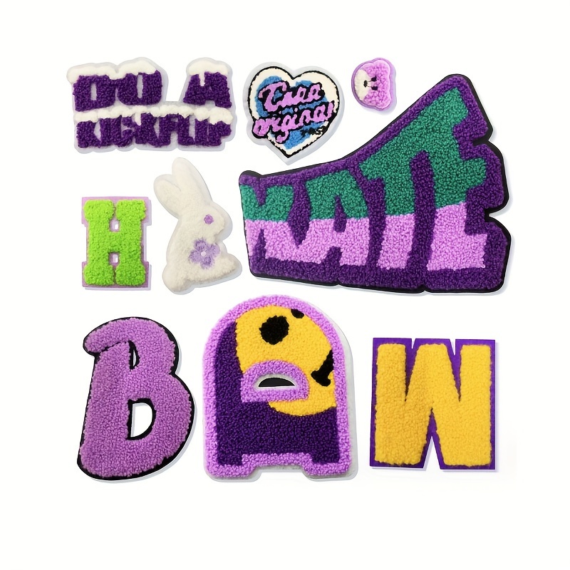 Purple Letter Patches letter Embroidery Applique Iron Heat - Temu