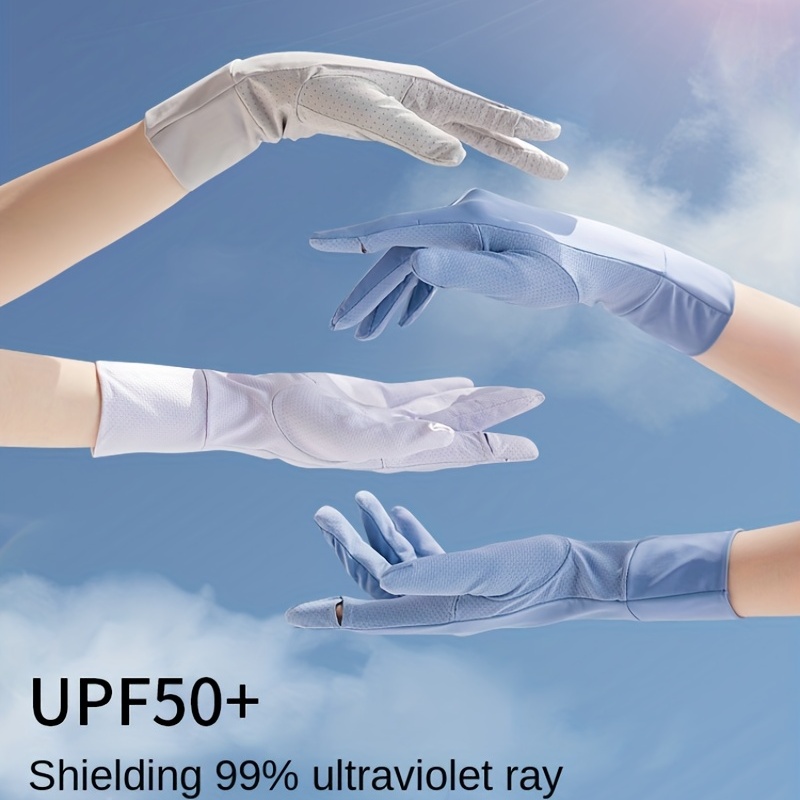 Long Full Finger Gloves Sunscreen Uv Protection Elastic - Temu
