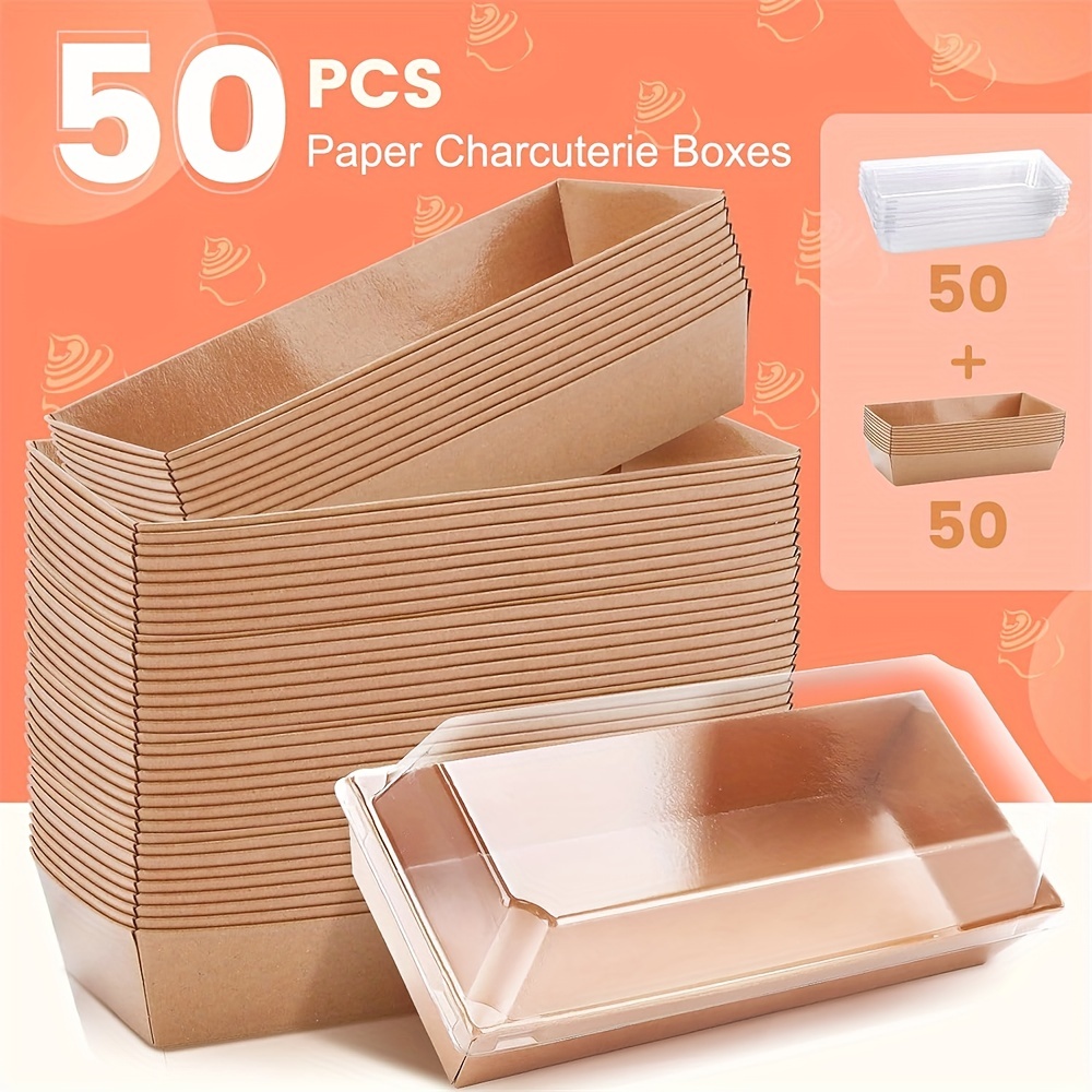  Kucoele 50 Pack Paper Charcuterie Boxes with Clear Lids, 4  Inches Brown Cookie Boxes Dessert Boxes Disposable To Go Food Containers  for Sandwich, Cake Slice, Cupcake, Chocolate Covered Strawberry: Industrial  