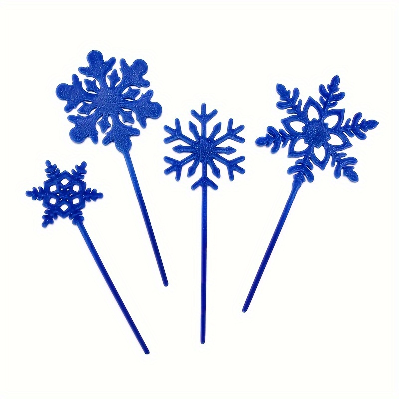 4Pcs Acrylic Christmas Snowflake Cake Toppers Ice Princess Cupcake