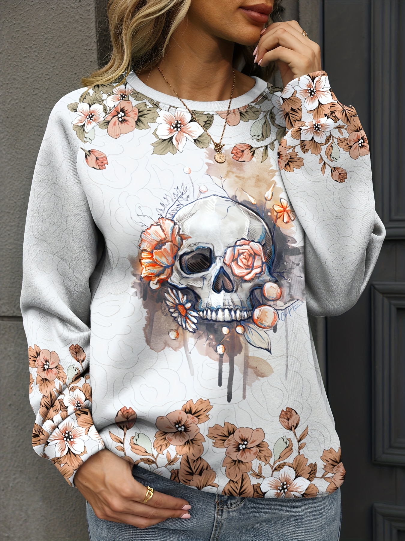 Skull sweatshirt womens new arrivals