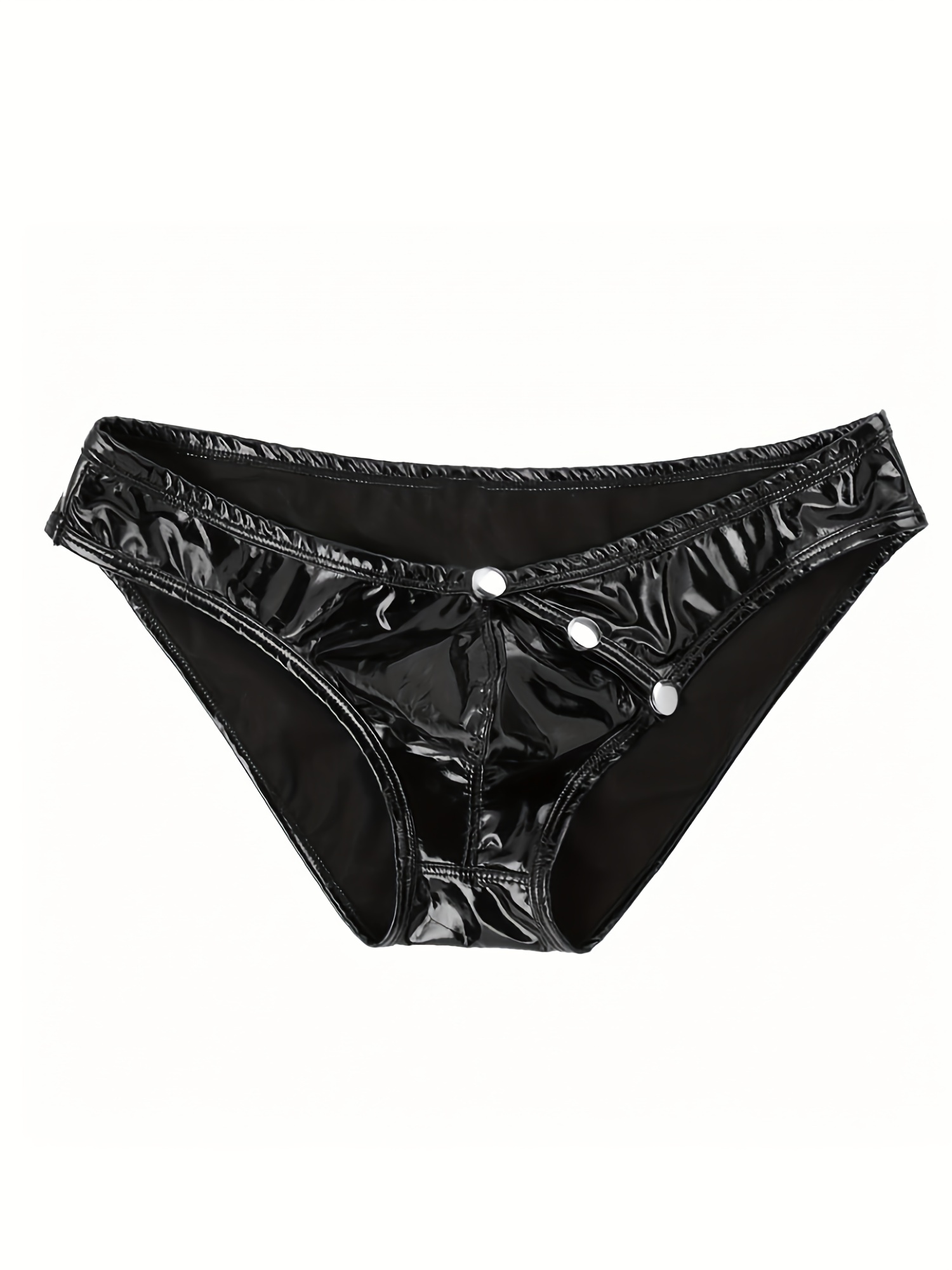 Men's PVC Leather Briefs Underwear Low Waist Bulge Pouch Panties Underpants