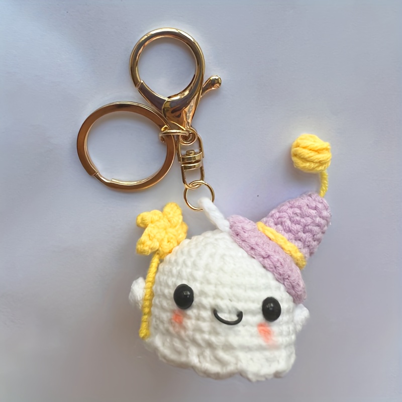 Knitted Crochet Toys - Keychain Accessory- Ghost - Handmade