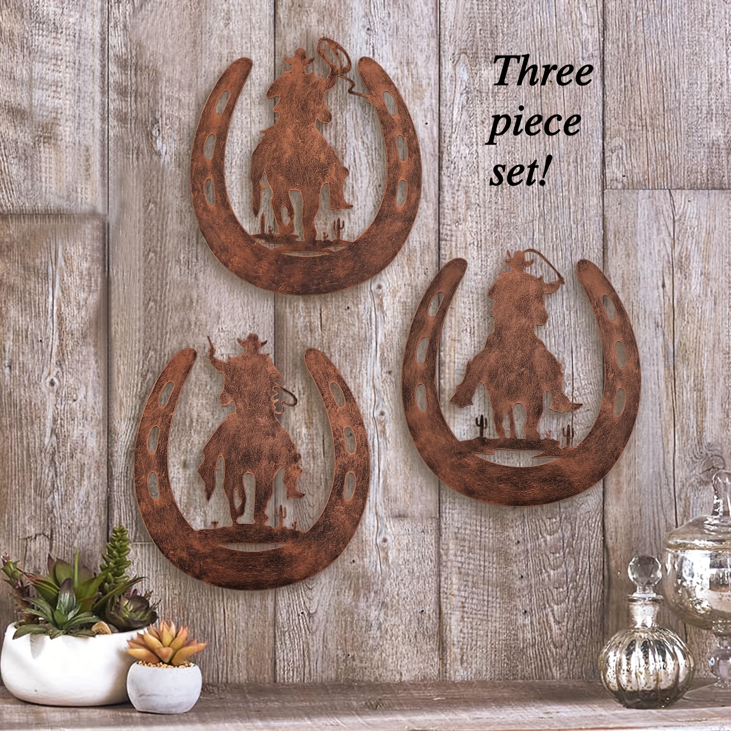  Pinkunn 4 Pcs Wooden Western Horseshoe Wall Decor Cowboy  Western Rustic Decoration 9.8 x 9 Inches Horse Shoes Christmas Decoration  Hanging for Home Bedroom Bathroom Indoor Outdoor(Bronze) : Home & Kitchen