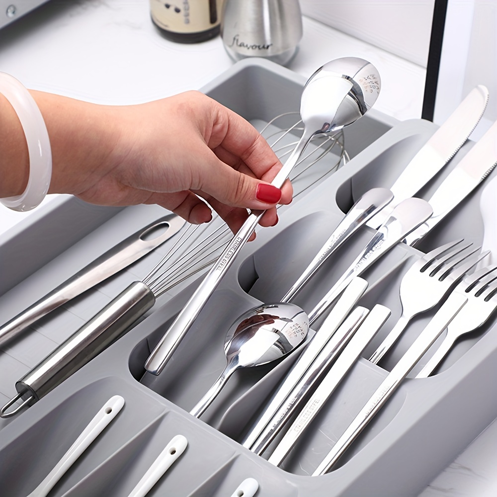 Retractable Silverware Drawer Storage Box for Kitchen Accessories