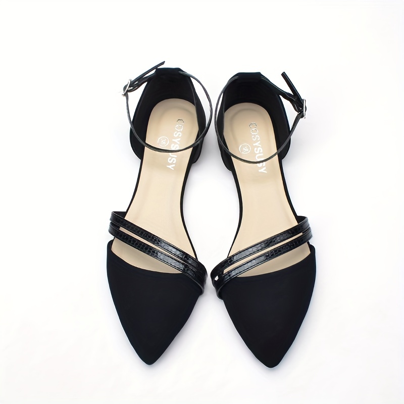 Women's Flat Sandals Lightweight Pointed Toe Buckle Strap Shoes