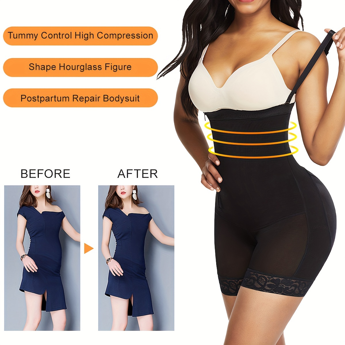 Body Shaper For Women Tummy Control Shapewear Side Zipper - Temu