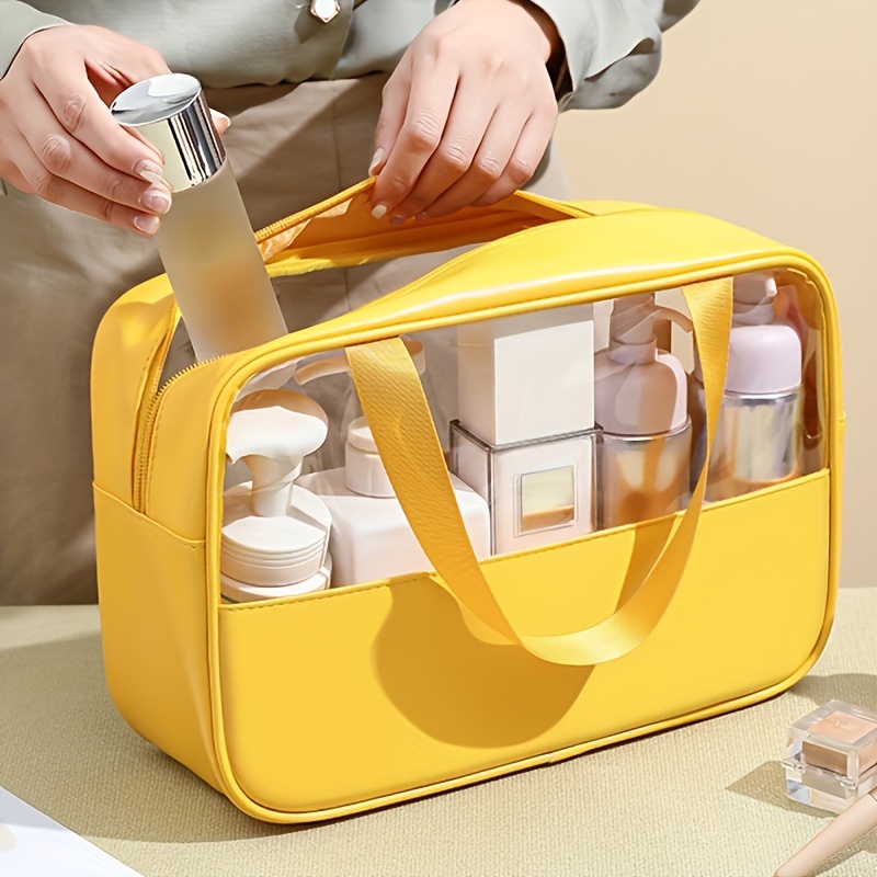 

Cosmetic Bag, Pvc Splicing Toiletry Bag, Transparent Makeup Wash Storage Bag, Outdoor Travel Portable Hand Toiletry Bag