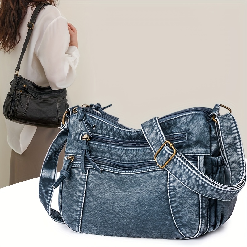 1pc Multicolor Metal Decorated Pu Material Multi-pocket, Zipper, Vintage,  Fashionable Crossbody Bag Suitable For Women's Daily Use