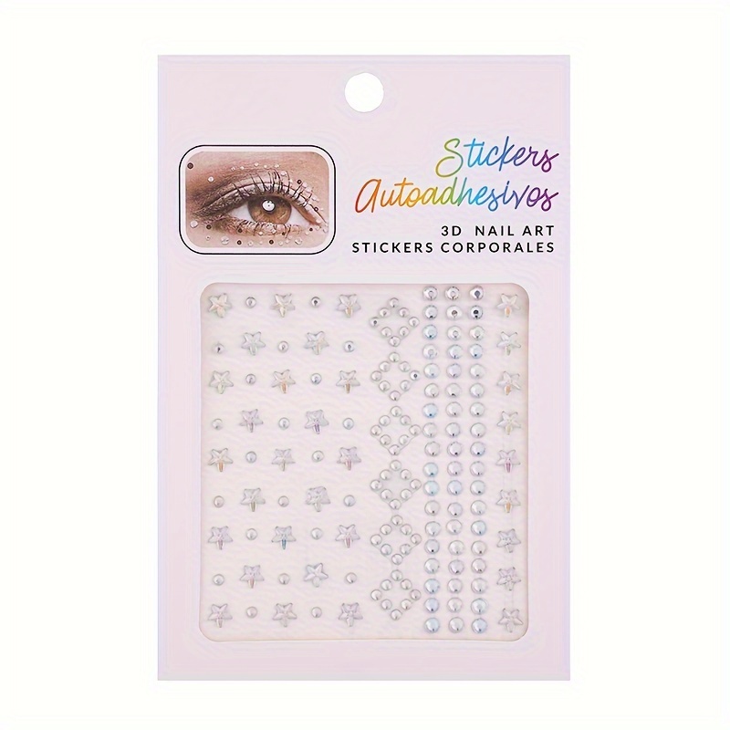 Transparent Colored Rhinestone Design Facial Tattoo Sticker - Temu