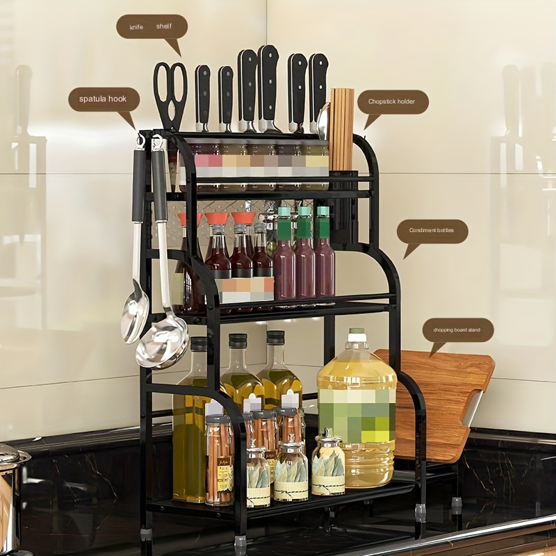 2-tier Black Kitchen Countertop Multifunctional Storage Rack