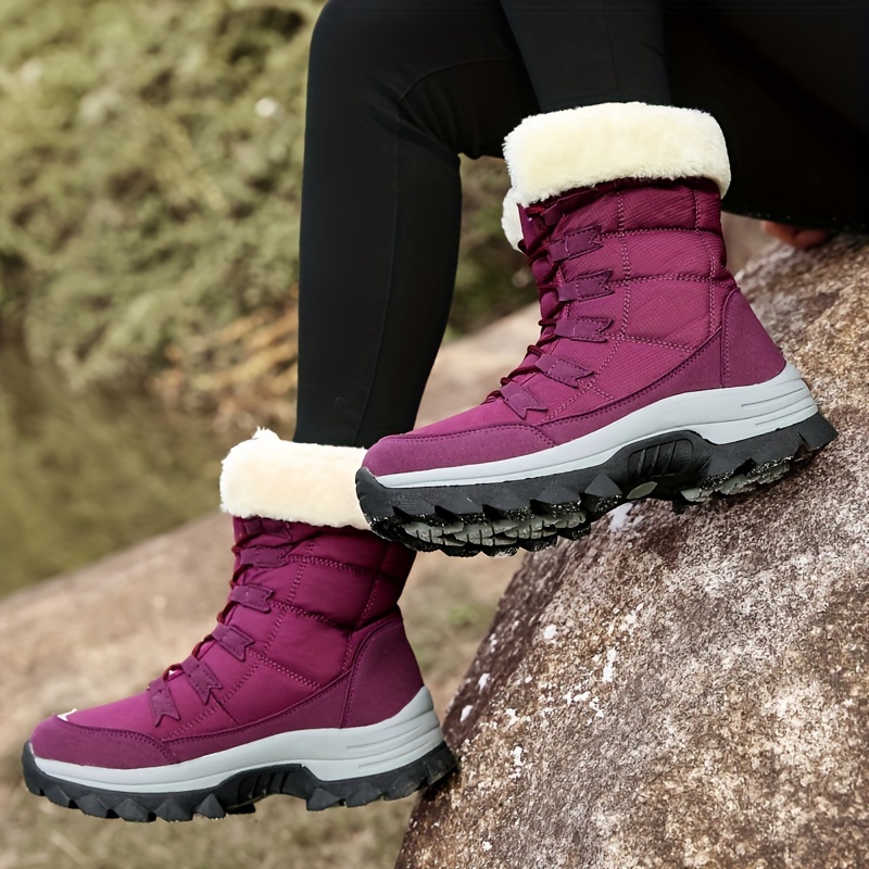 Women's Thickened Warm High Tube Winter Snow Boots, Waterproof Upper  Non-slip Sole Fashion Versatile Snow Boots