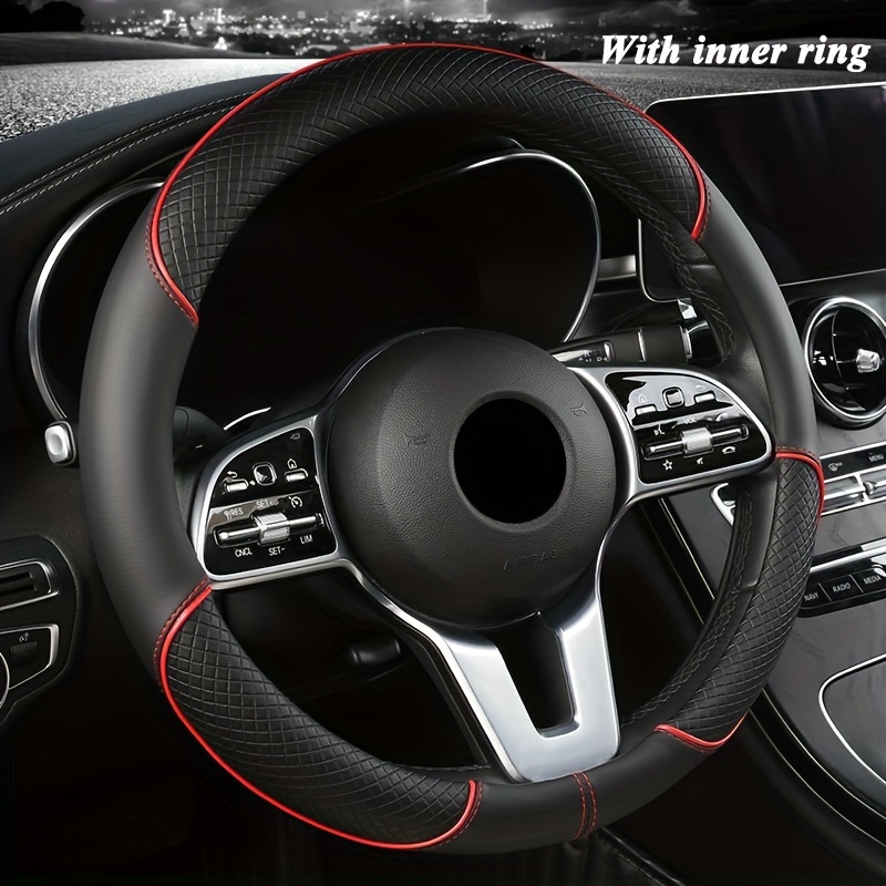 

14.96in High Quality Microfiber Leather Steering Wheel Cover Fits 98% Models