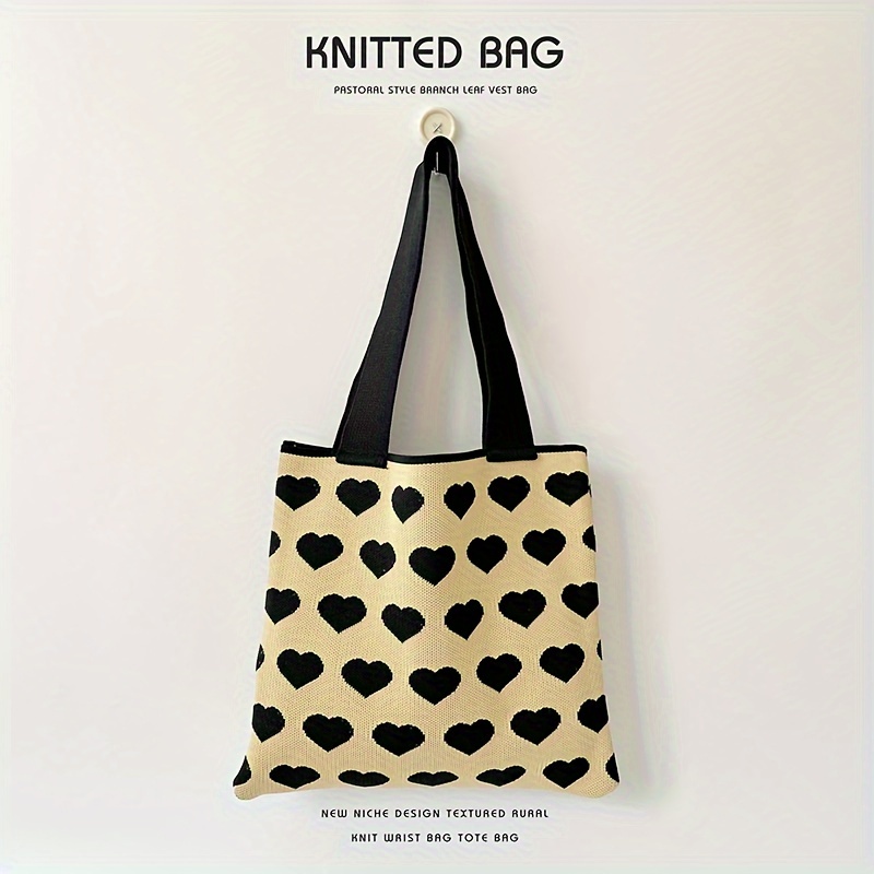 Tote bag, shoulder bag, niche design, knit bag, large capacity
