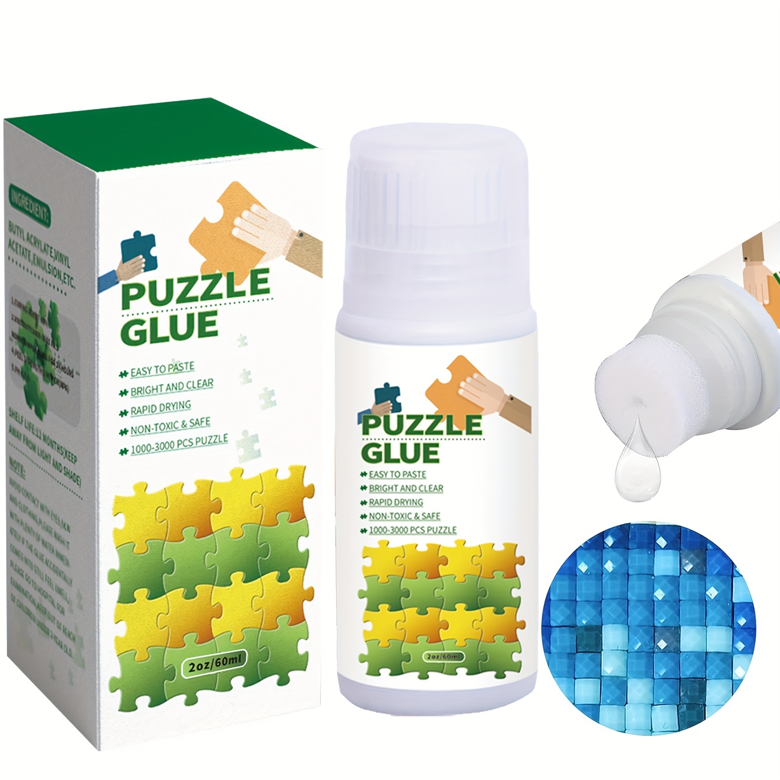 Jigsaw Puzzle Glue Quick Dry for Paper and Wood with Glue Applicator