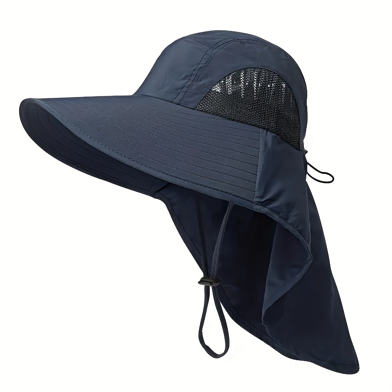 Unisex Mesh Breathable Sun Hat Neck Flap Wide Brim Casual - Temu