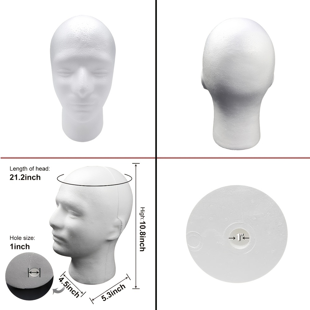 Male Headform Foam Mannequin Display Of Hats Wigs Masks Hats - Temu