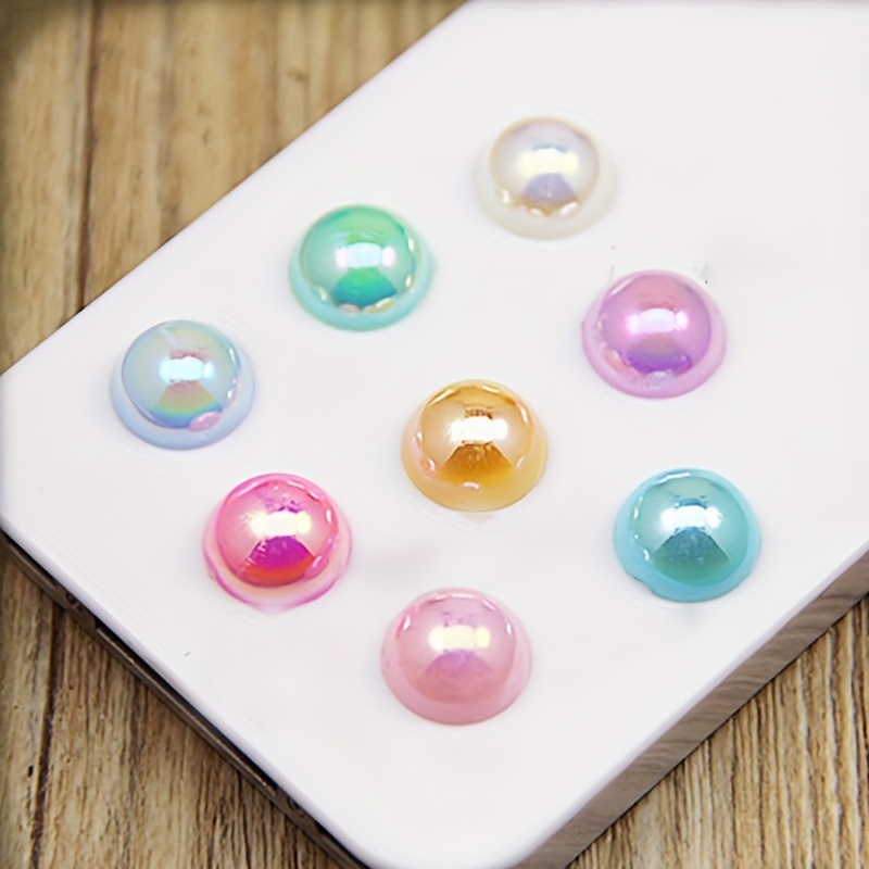 Ab Color Imitation Pearls Half Round Flatback Beads For - Temu