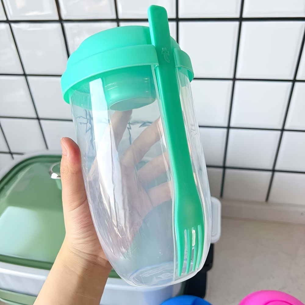 1pc, Salad Cup, Salad Meal Shaker Cup, Plastic Healthy Salad Container  Fork, Salad Dressing Holder, Salad Cup For Picnic Lunch Breakfast, Kitchen  Stuff, Kitchen Gadgets, Back To School Supplies 1000ml/33.8oz