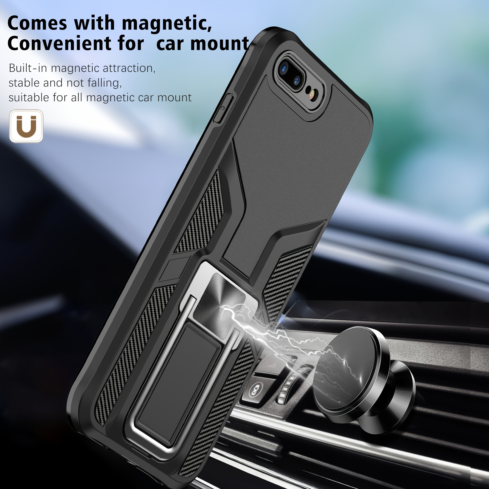 Ring Kickstand Shockproof Magnetic Hybrid Silicone Cover - Temu