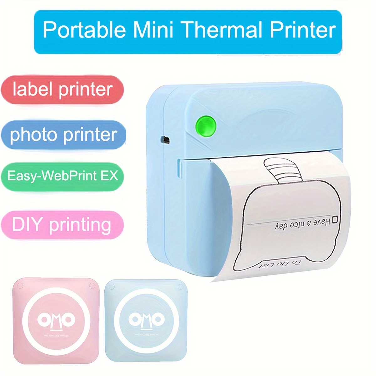 Impresora De Pegatinas Bt Impresora térmica portátil BT, impresora de  pegatinas BT, Mini impresora de bolsillo para regalo de niños