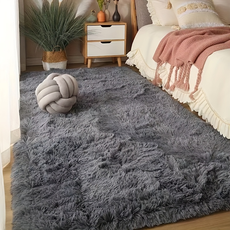 Dark Grey Plush Rug Soft Area Rug For Bedroom Fluffy Rug - Temu