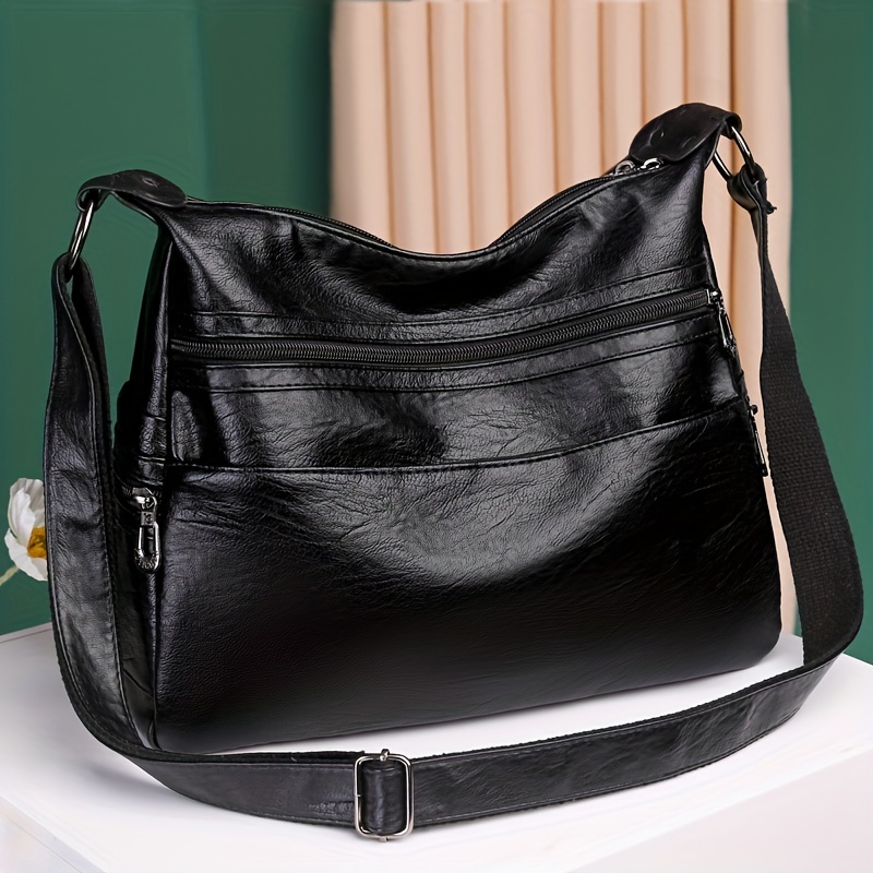 

Large Capacity Hobo Bag, Simple Fashion Solid Color Pu Leather Crossbody Bag, Women's Trendy Versatile Shoulder Bag & Purse