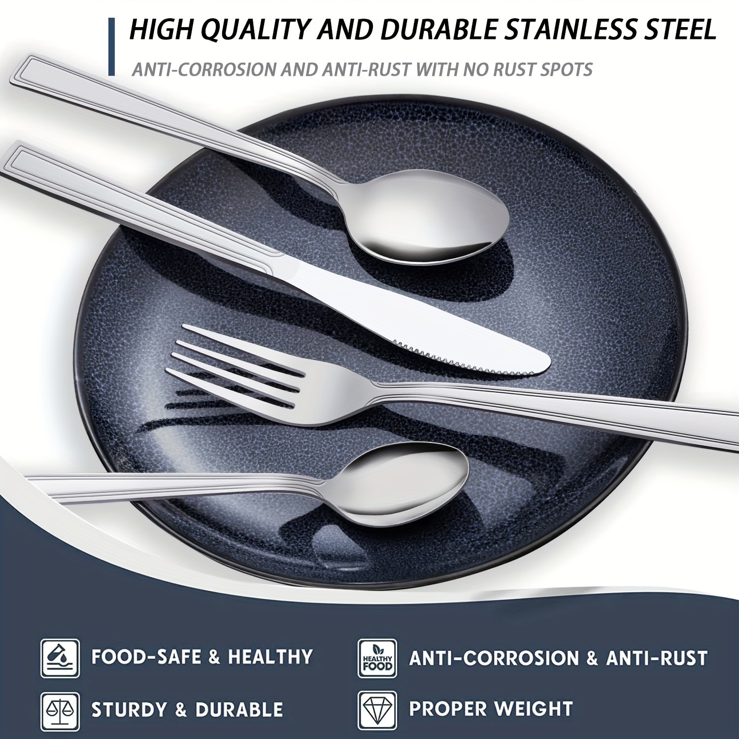 Apeo Stainless Steel Silverware Set, Metal Cutlery Flatware Set