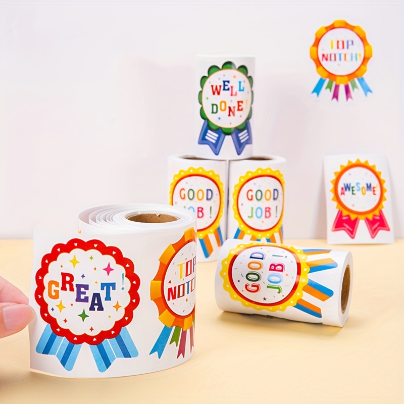 Stickers Round Well Done Great Job School Children's Labels Teacher Award  Kids