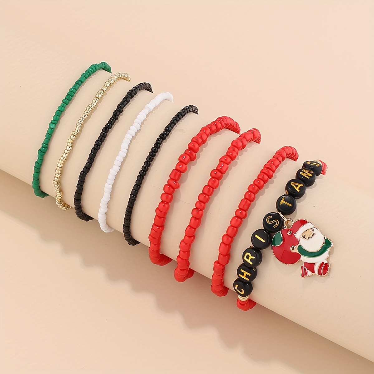 Christmas Elements Glass Rice Bead Bracelet Christmas Gifts - Temu Qatar