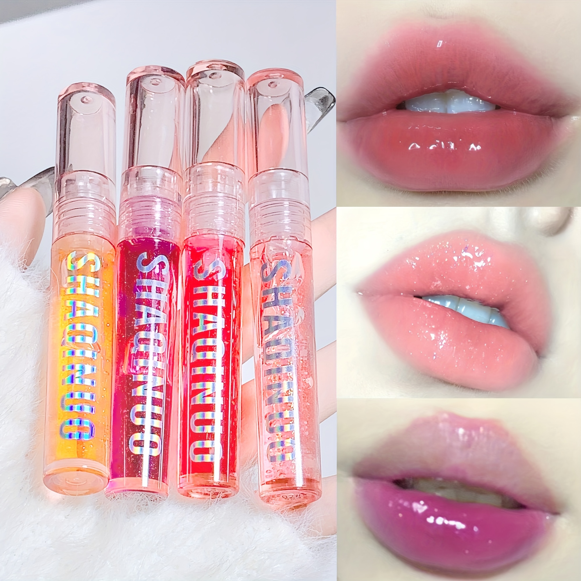 

4pcs/set, Glittering Fruit Lip Gloss, Moisturizing Hydrating Plumping Clear Lip Oil, Glass-shine Lip Glaze, Layerable Lipstick Top Coat, Lip Color For Autumn-winter