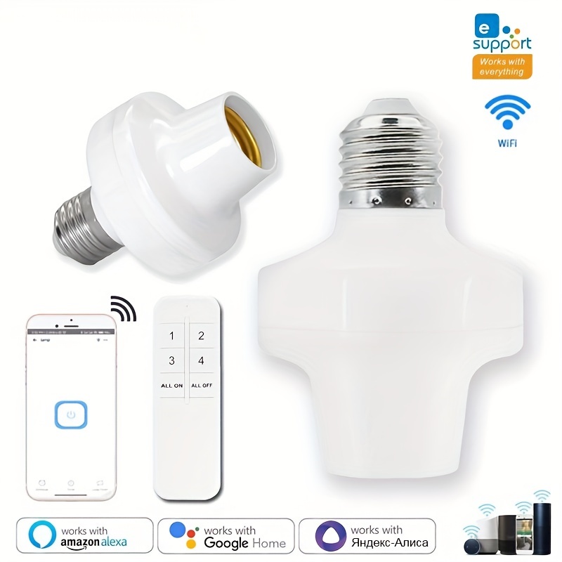 1pc Facile Micro-connecté Wifi Smart Porte-lampe E27 Maison Sans