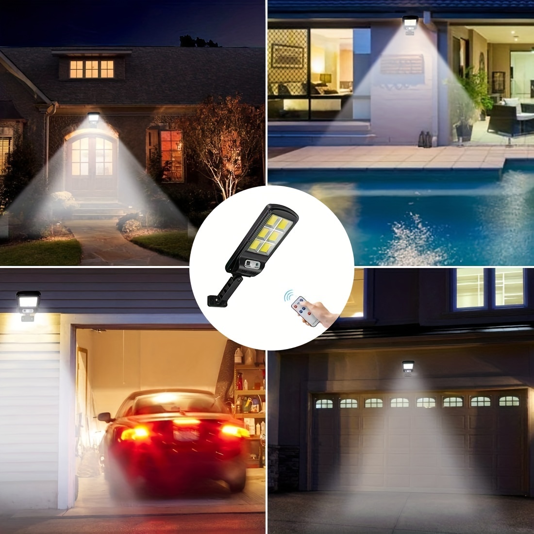 Comprar Luz solar 228LED lámpara de pared exterior con sensor de movimiento  control remoto impermeable patio garaje iluminación jardín patio 4 modos de  trabajo