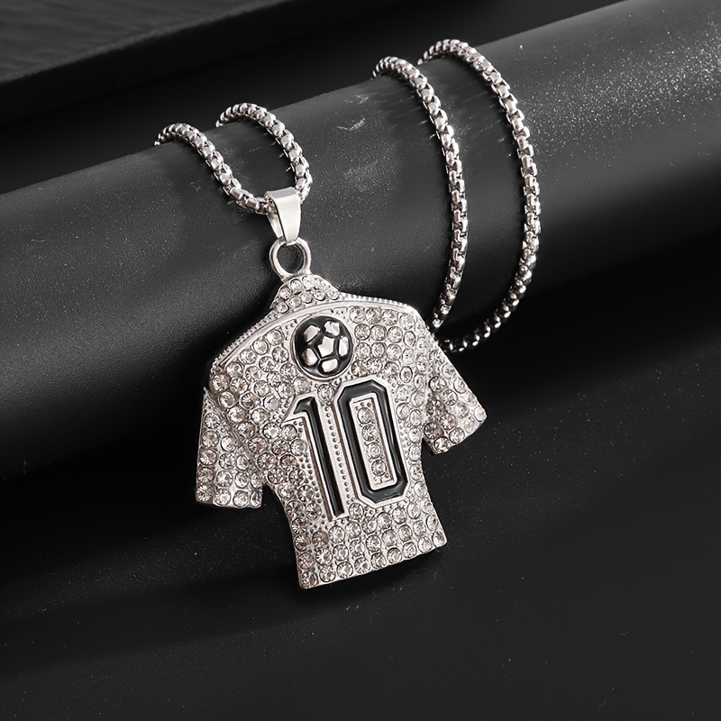 1pc football no 10 pendant necklace for men and women hip hop punk sports commemorative jewelry gift 5