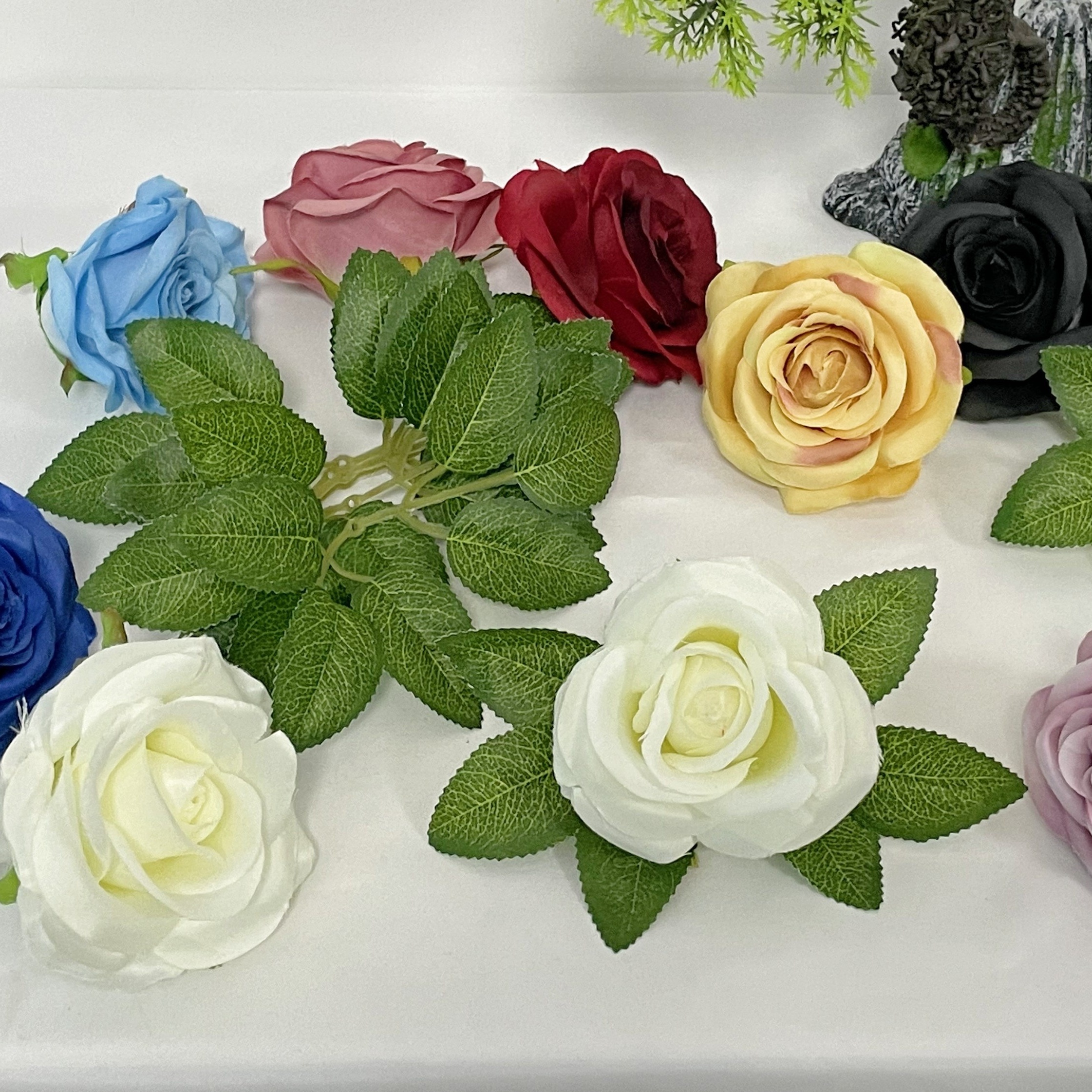 80Pcs Bulk Fake Leaves For Roses Decorations, Green Rose Leaves