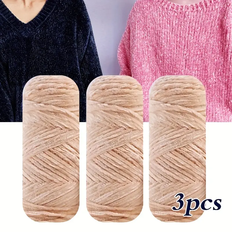 3pcs Golden Velvet Chenille Yarn Soft Comfortable Skin Friendly Suitable  For Hand Knitting Crocheting Sweater Coat Scarf Hat Doll Bag Crochet Chunky  Wool Thread 100g - Arts, Crafts & Sewing - Temu