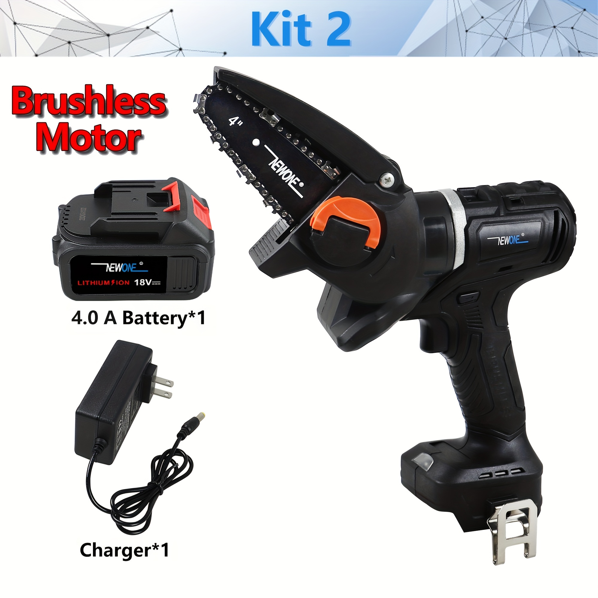 Mini Chainsaw 4-Inch Cordless Electric Portable Chainsaw with Brushless Motor